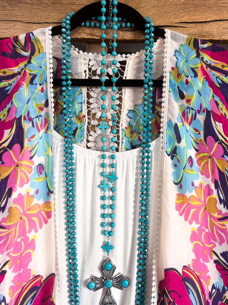 Barbados Bound Kimono - White