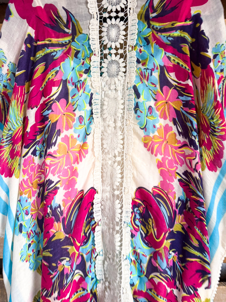 Barbados Bound Kimono - White