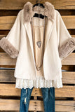 Don't Mind Me Fur Hooded Poncho - Ivory