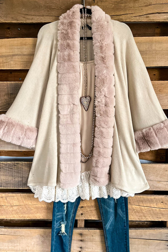 All The Time Faux Fur Poncho - Ivory