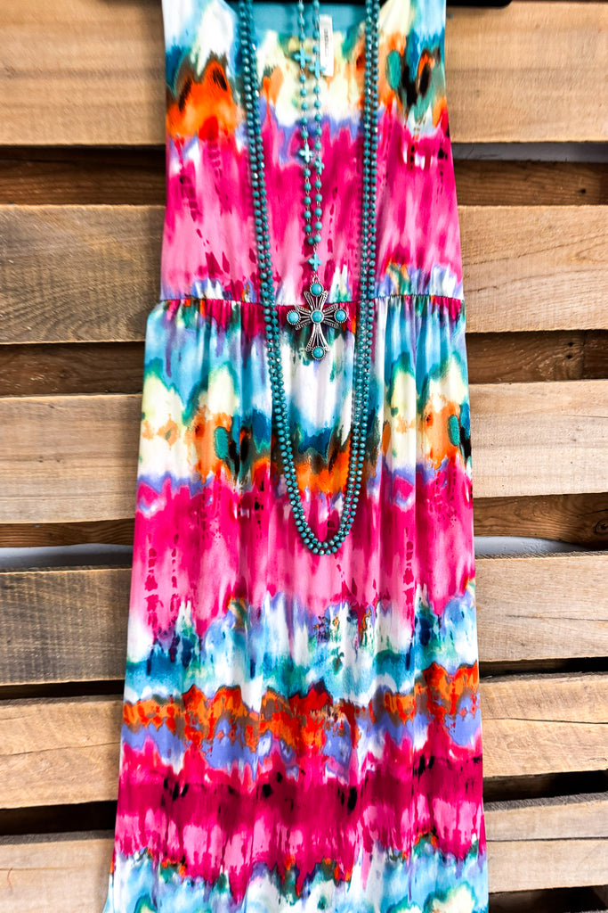 Destined For Excitement Maxi Dress - Pink/Blue