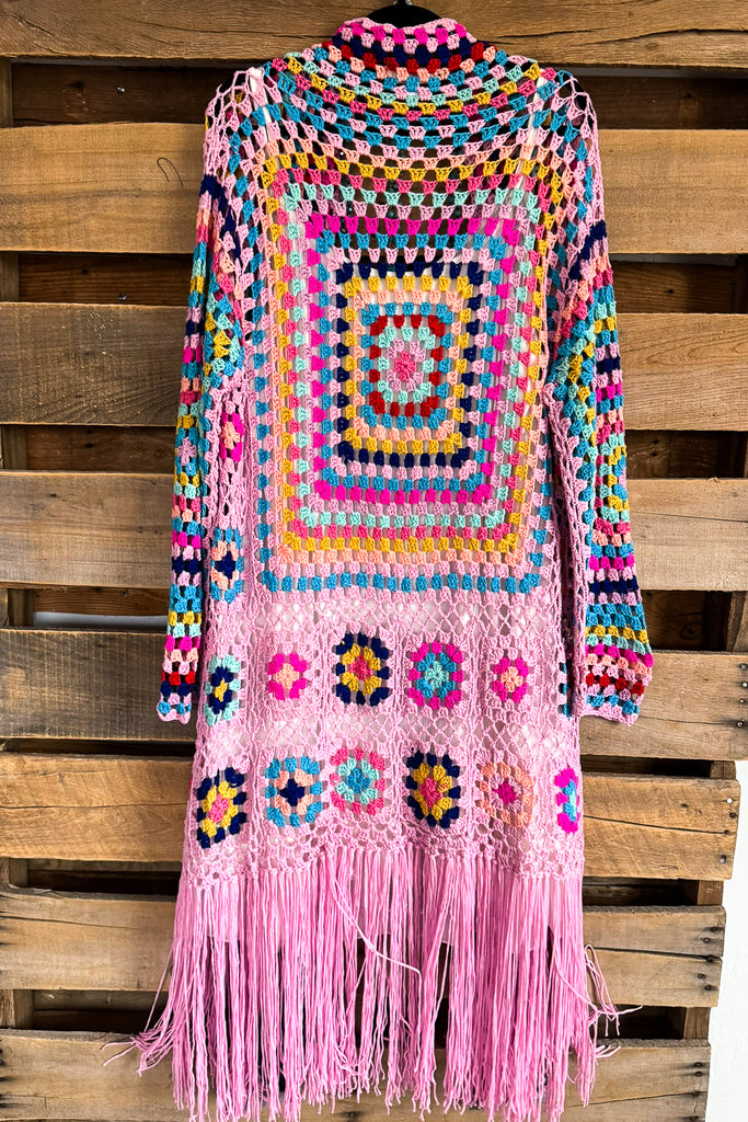 Spirit Strong Crochet Cardigan - Pink