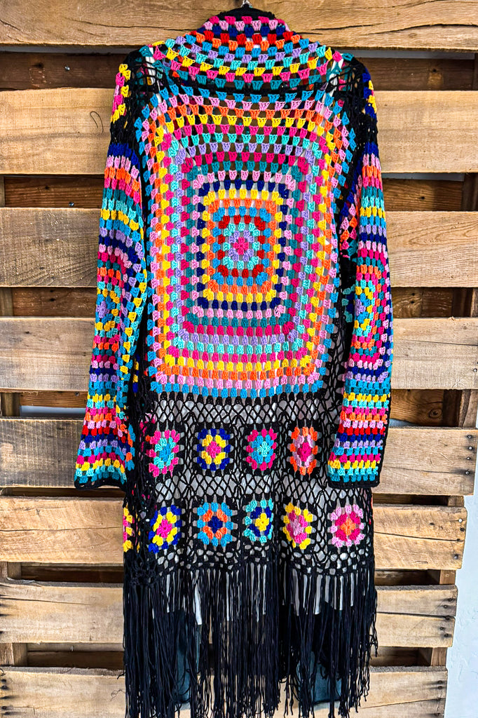 Spirit Strong Crochet Cardigan - Black