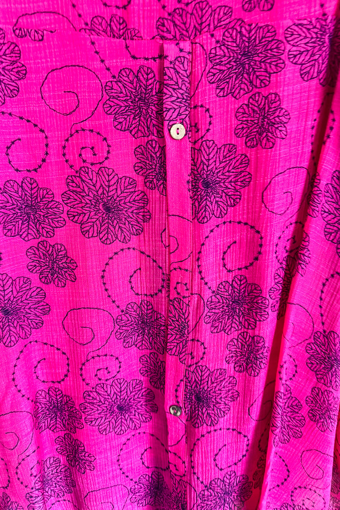 Stitched In Blooms Top - Fuchsia - SALE