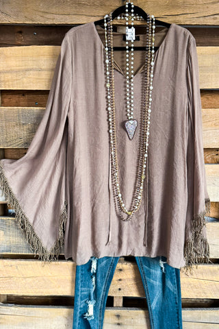 RODEO QUEEN JACKET: Walking After Midnight Tassel Jacket - Blush Gray