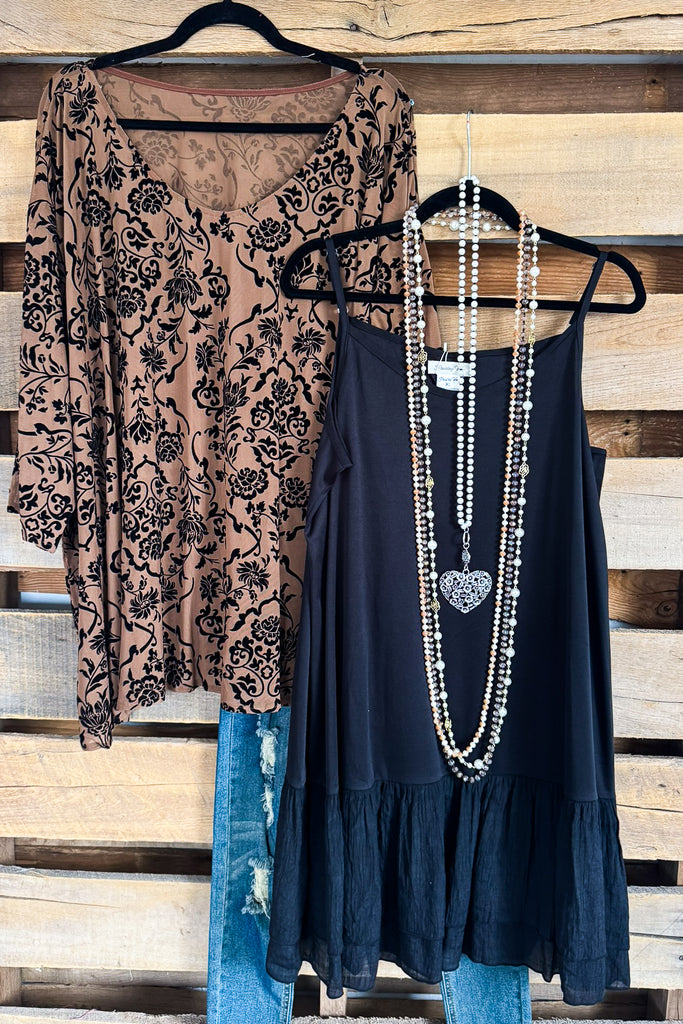 Regal Romance Tunic - Brown - 2 Piece Set