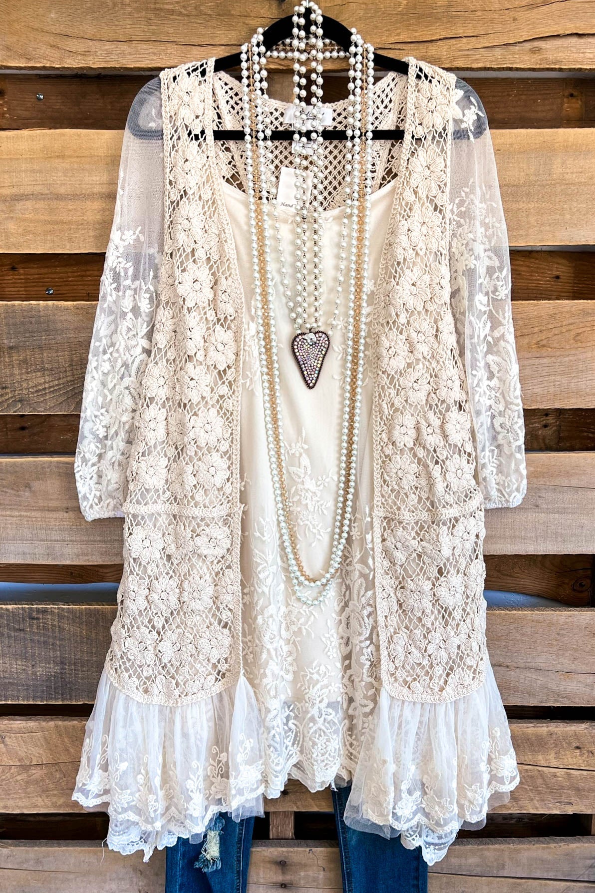 AHB EXCLUSIVE: Rusticana Cotton Crochet Vest Beige 100% COTTON