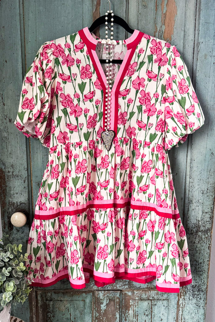 Blossom Bell Dress - Pink - 100% COTTON
