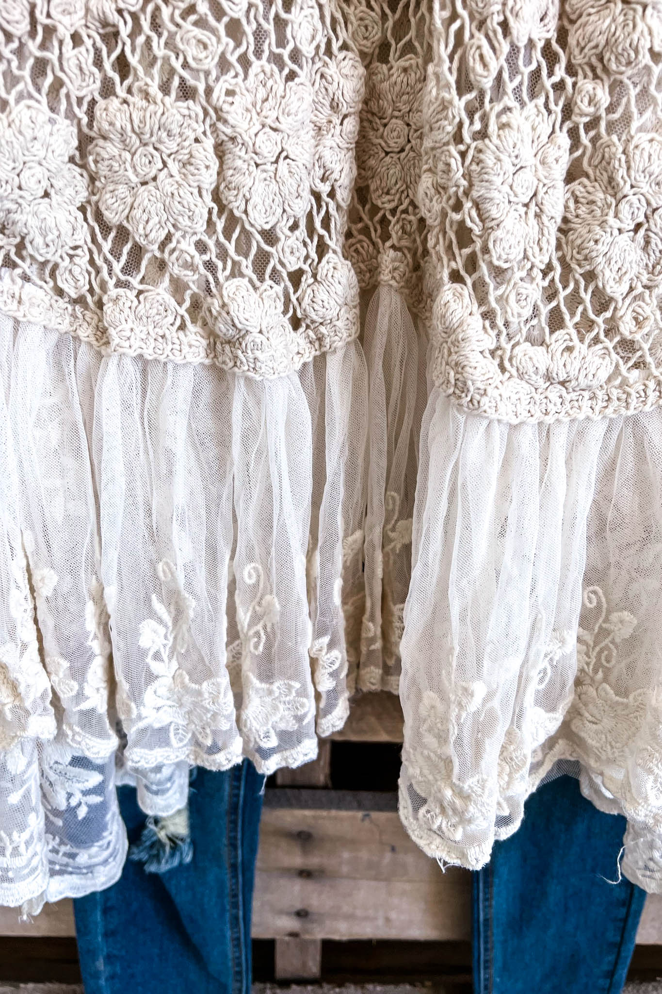 AHB EXCLUSIVE: Rusticana Cotton Crochet Vest Beige 100% COTTON