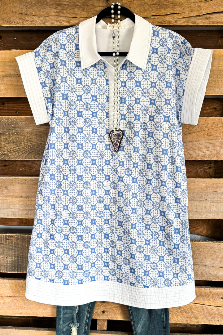 Pretty In Petals Dress - Chambray - 100% COTTON (S-M-L)- SALE
