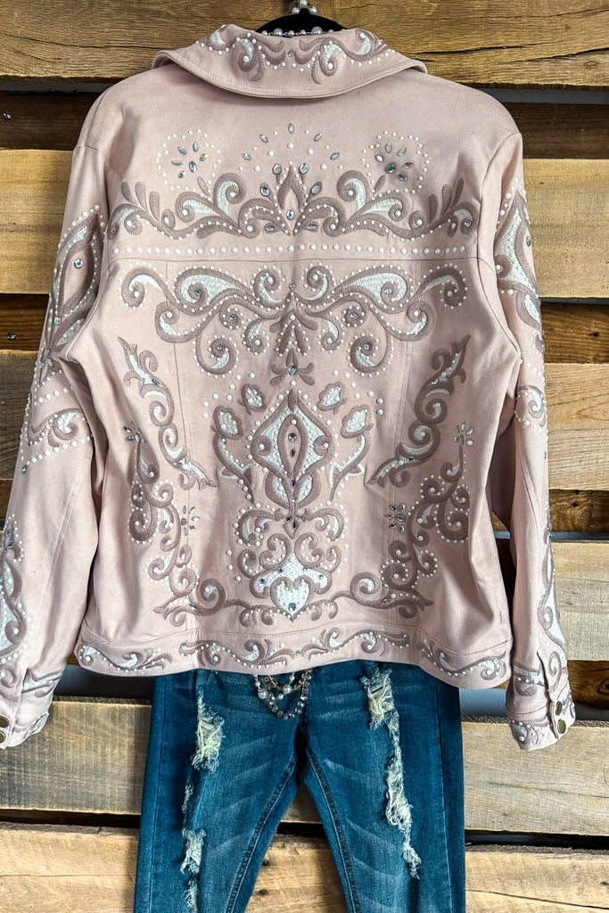 RODEO QUEEN JACKET: Walking After Midnight Tassel Jacket - Blush Gray