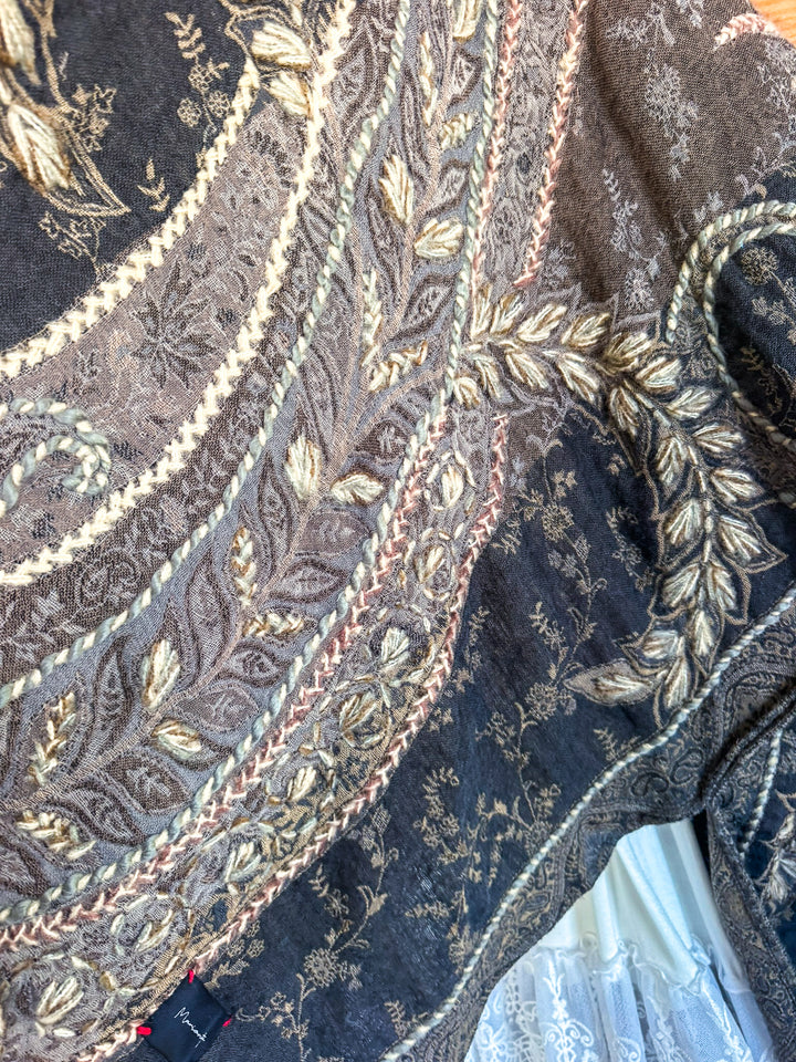 NATURAL FABRIC: Standing Closer Wool Ruana - Grey - 100% Wool