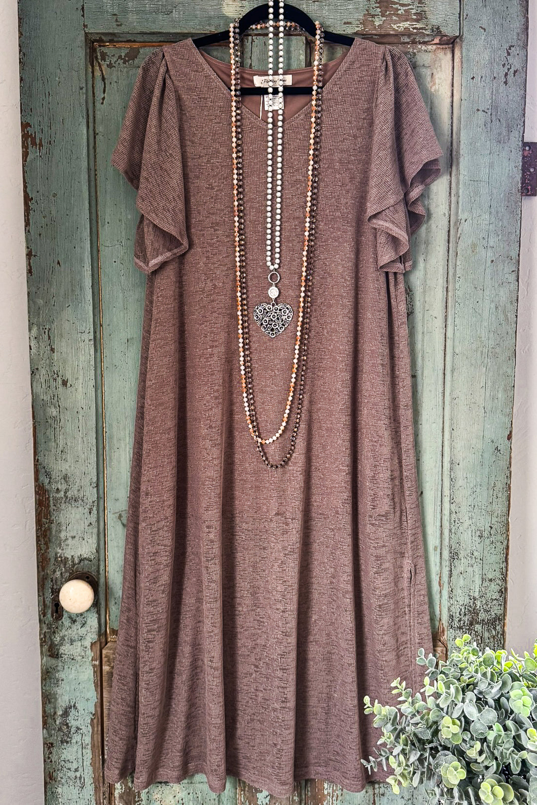 All The Above Cold Shoulder Dress - Brown - SALE