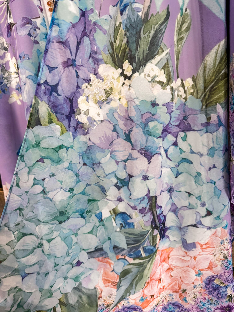 Hydrangea Chiffon Kimono - Purple
