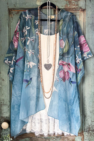 Winter Walk Poncho - Denim