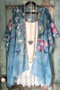 Humming Bird Floral Kimono - Aqua