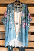 Humming Bird Floral Kimono - Aqua