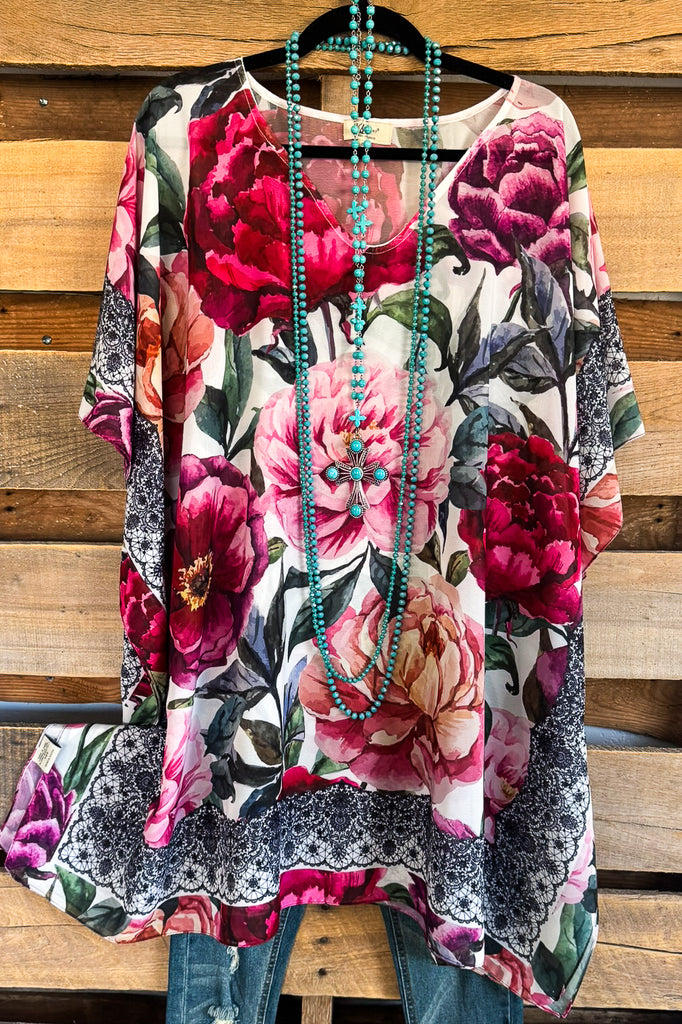 Peony Garden Sheer Poncho - Multi