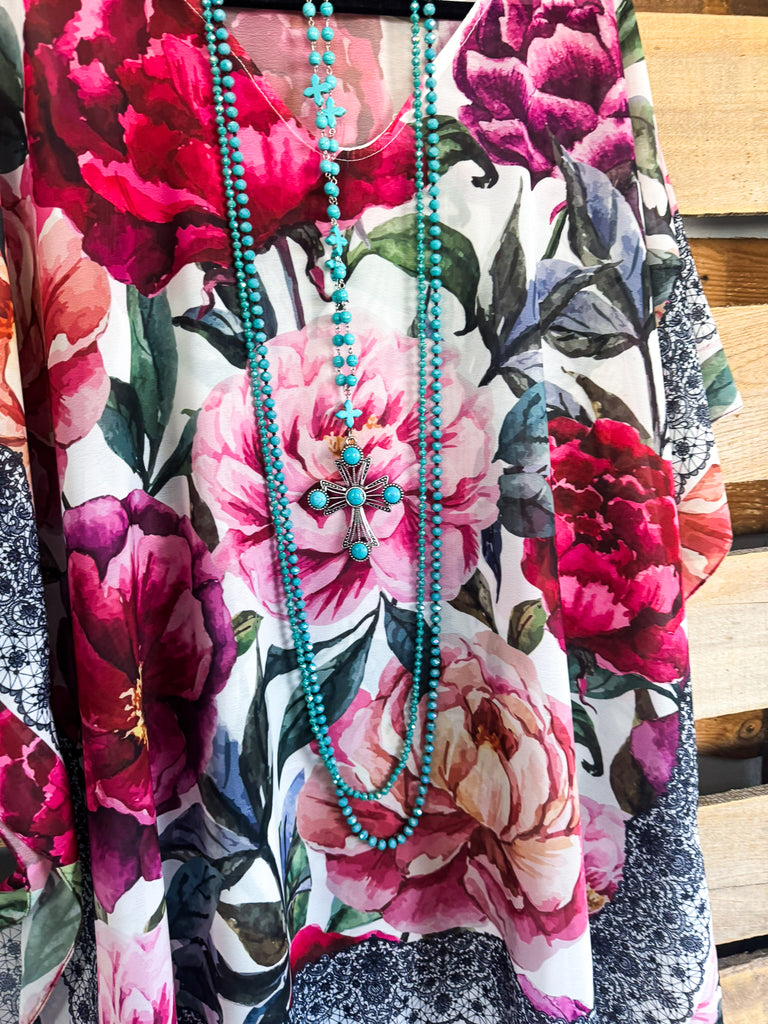 Peony Garden Sheer Poncho - Multi