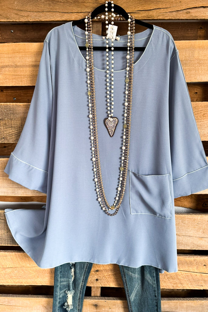 Longing For Love Oversized Tunic - Blue