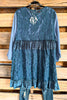 My Lovely Lace Velvet Vest - Blue - 100% COTTON