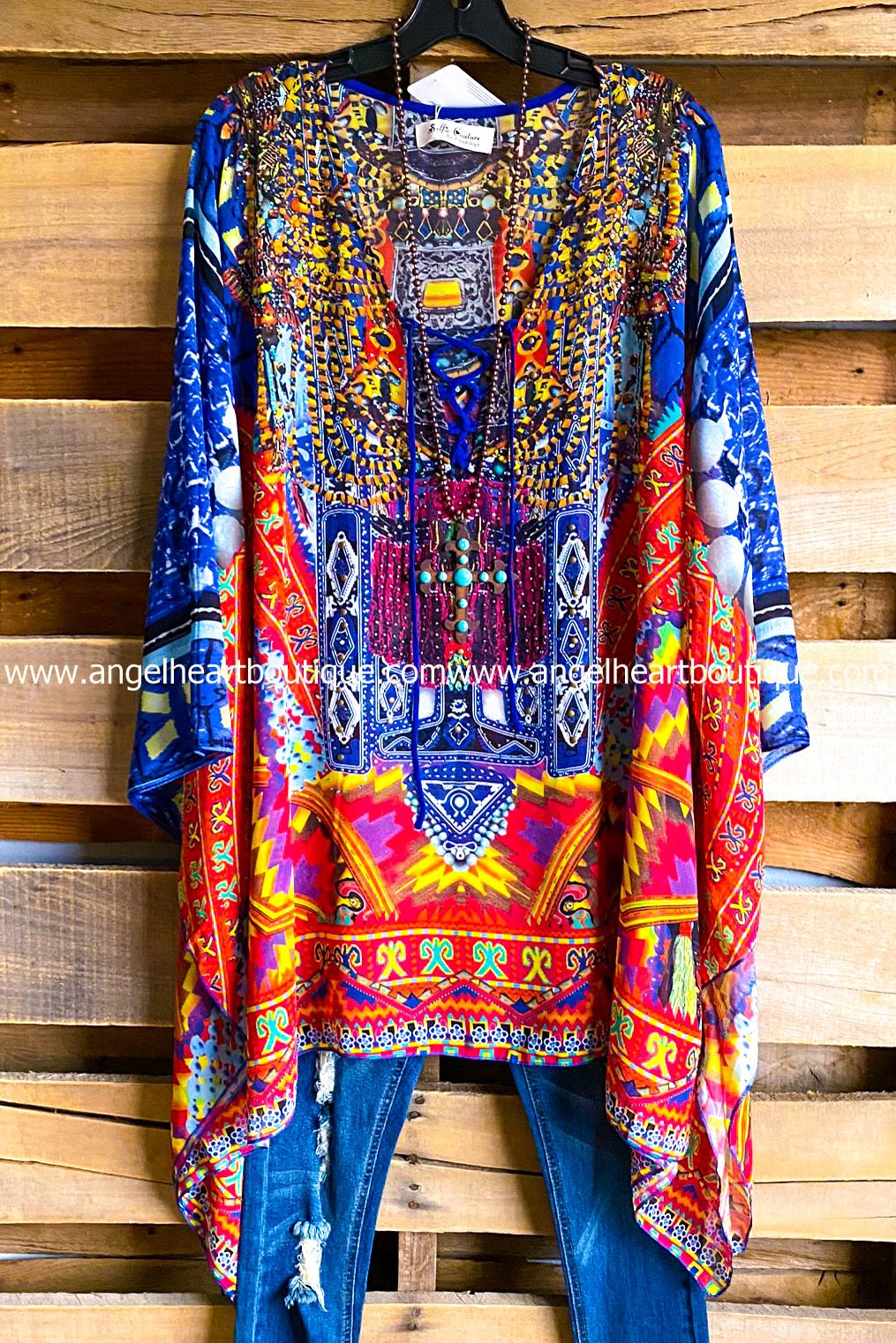 AHB EXCLUSIVE: Flower Child Oversized Sheer Tunic/Kaftan - Red Mix