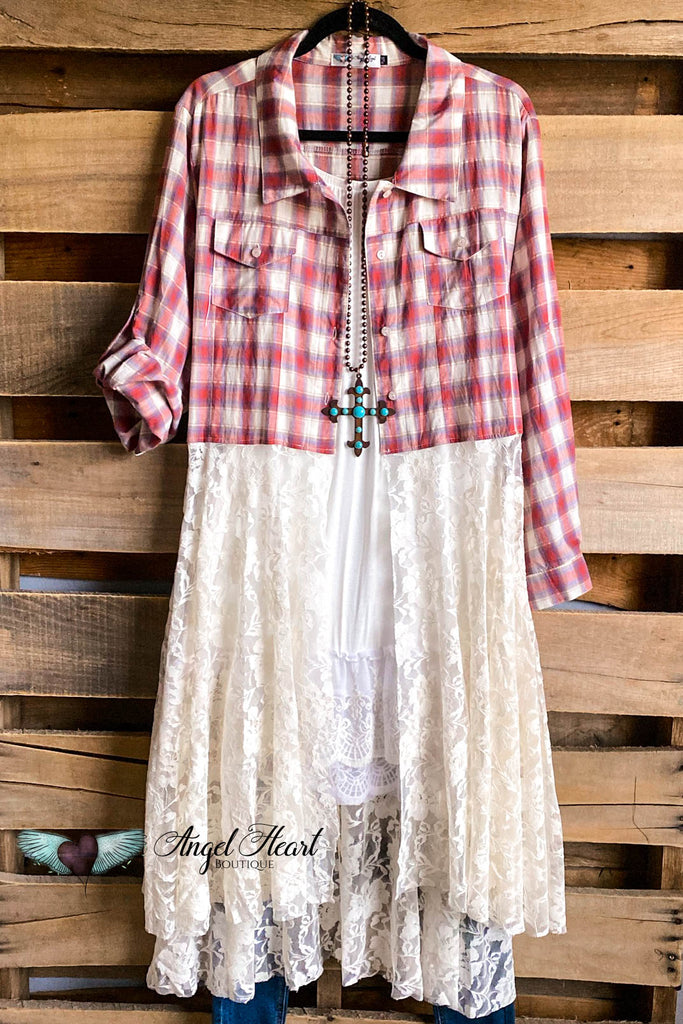AHB EXCLUSIVE: Forever Dreaming Cardigan - Cherry/Plaid - 100% COTTON