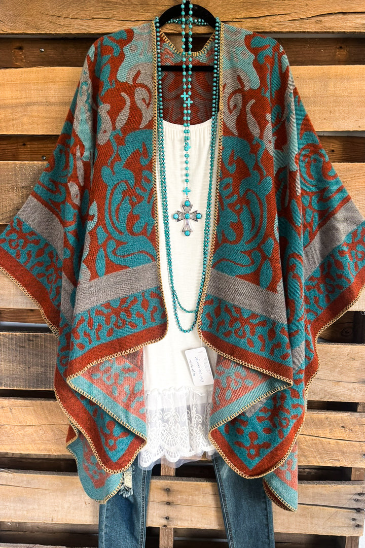 Vintage Affection Poncho - Orange