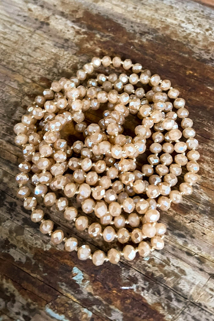 Long Beaded Necklace - Champagne