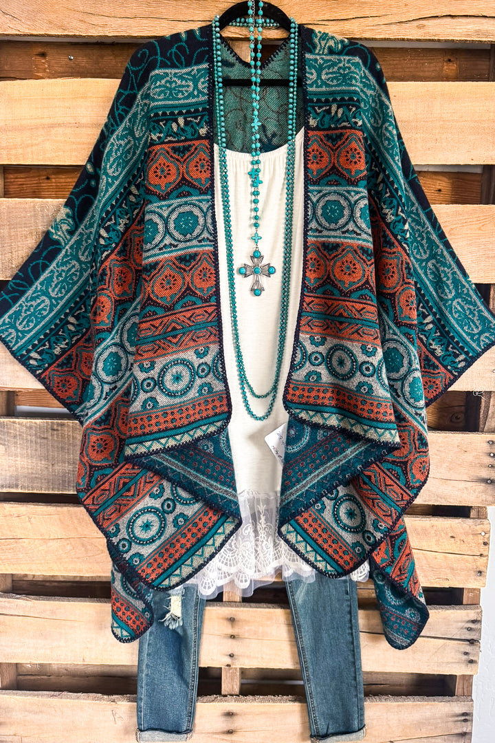 Winter Radiance Poncho - Multi Blue - SALE