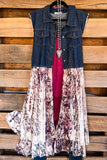 AHB EXCLUSIVE: All The While Vest  - Denim/Rose - 100% COTTON