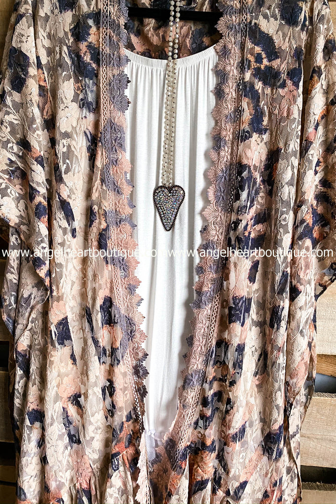 AHB EXCLUSIVE:  One More Time Long Kimono Lace - Leopard
