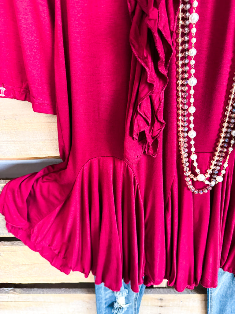 Jersey Girl 2 Piece Dress - Crimson (Scarf Tunic)