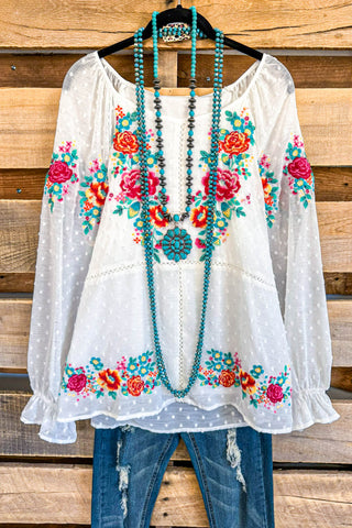 Painted Rose Tunic - Beige