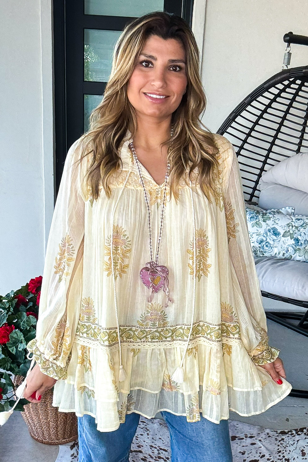 Champagne Glow Tunic - 100% Cotton - Vanilla - SALE