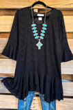 Staying For Awhile Tunic/Dress - Black