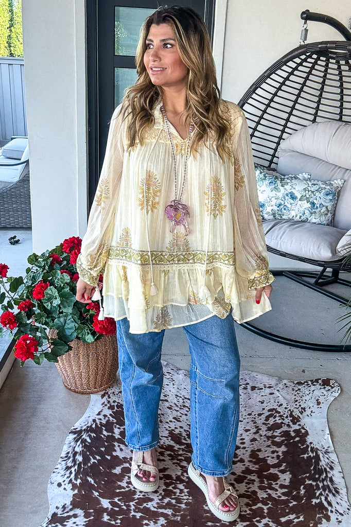 Champagne Glow Tunic - 100% Cotton - Vanilla