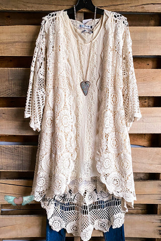AHB EXCLUSIVE: Long Awaited Lace Cardigan - Beige/Leopard