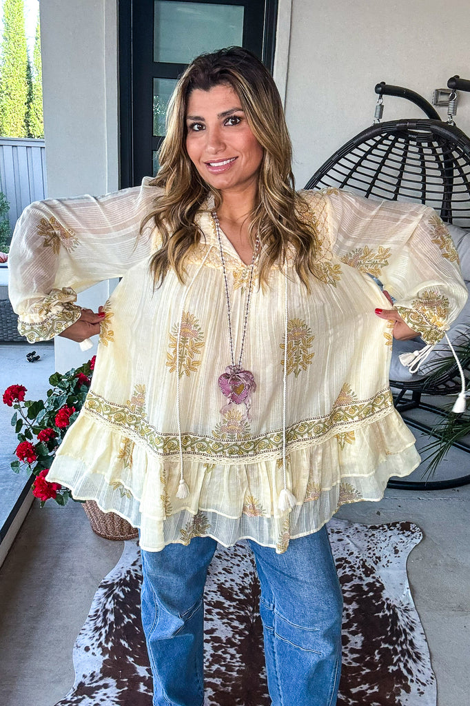 Champagne Glow Tunic - 100% Cotton - Vanilla