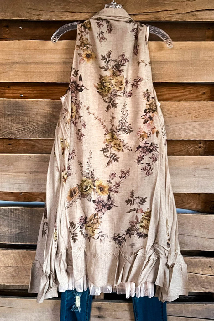 AHB EXCLUSIVE: Counting The Stars Vest - Taupe/Yellow/Floral.