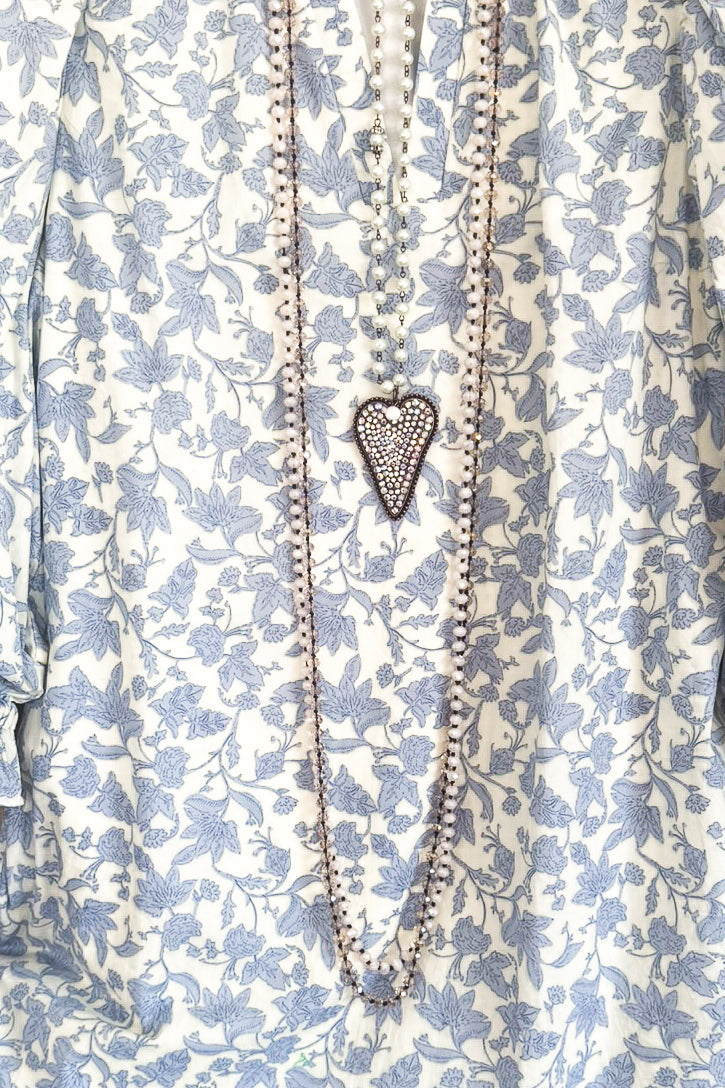 Between The Vines Dress -  Lt. Blue - 100% COTTON - SALE