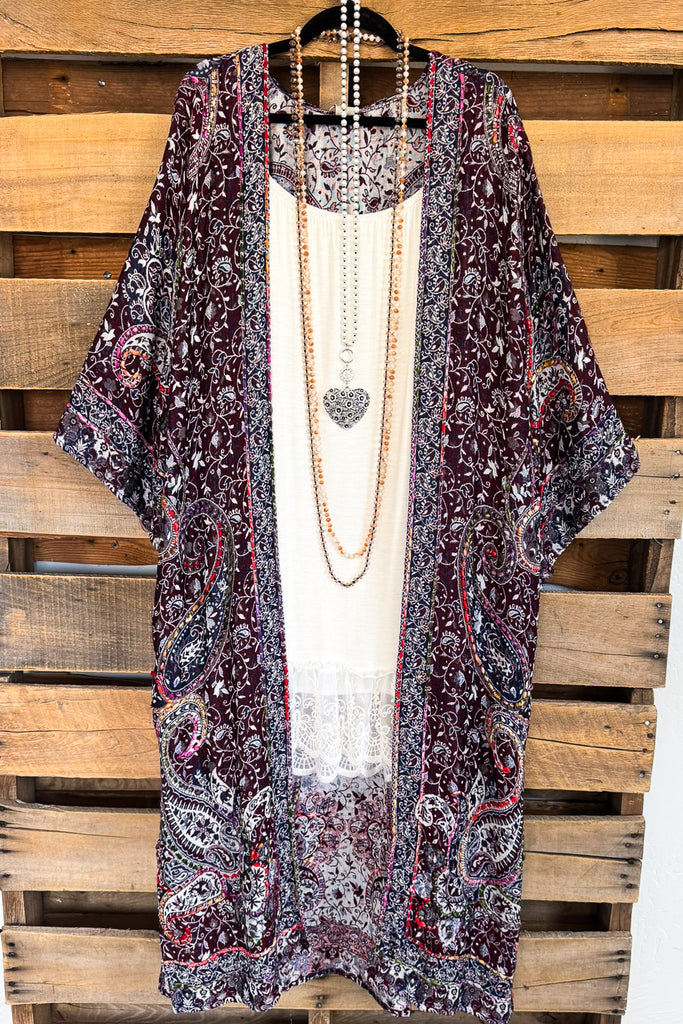 Considered Me Loved Duster - Aubergine