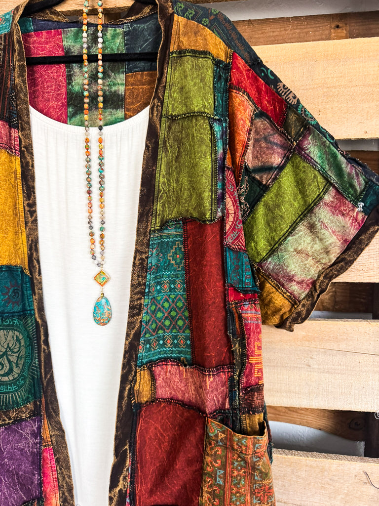 NATURAL FABRIC: Where The Moon Shines Kimono - Brown  100% Cotton