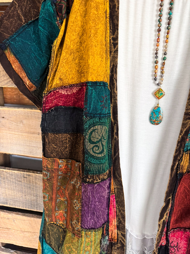 NATURAL FABRIC: Where The Moon Shines Kimono - Brown  100% Cotton