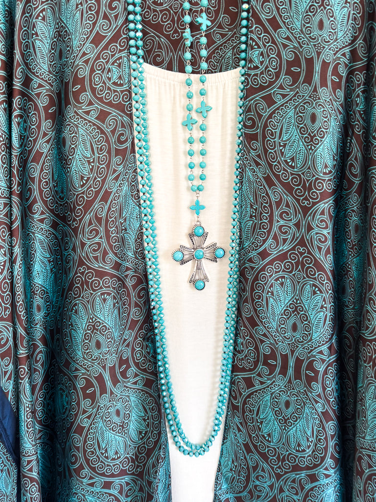 Coffee With Me Kimono - Teal
