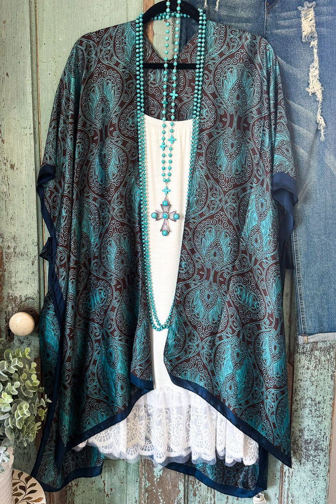 Coffee With Me Kimono - Teal