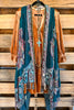 Felling Compelled Thick Stich Vest Kimono - Teal