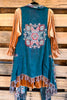 Felling Compelled Thick Stich Vest Kimono - Teal