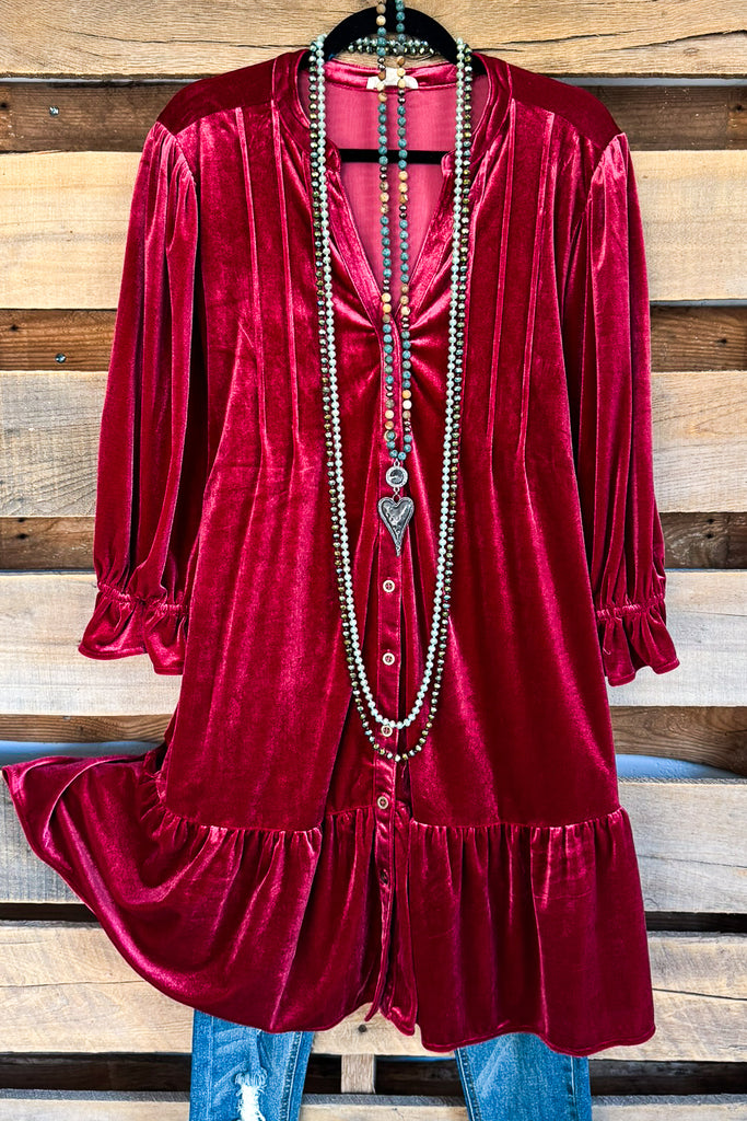 Signature Moves Velvet Dress - Pomegranate