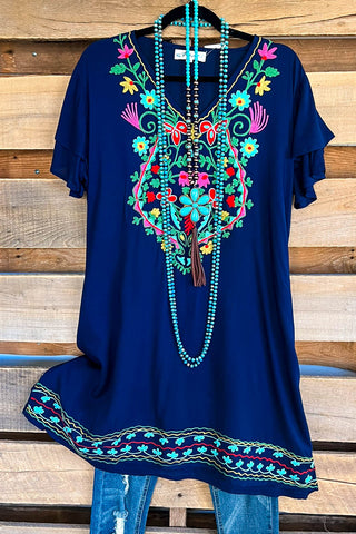 AHB EXCLUSIVE: Not A Doubt In Your Mind Dress Cold Shoulder - Blue - 100% COTTON